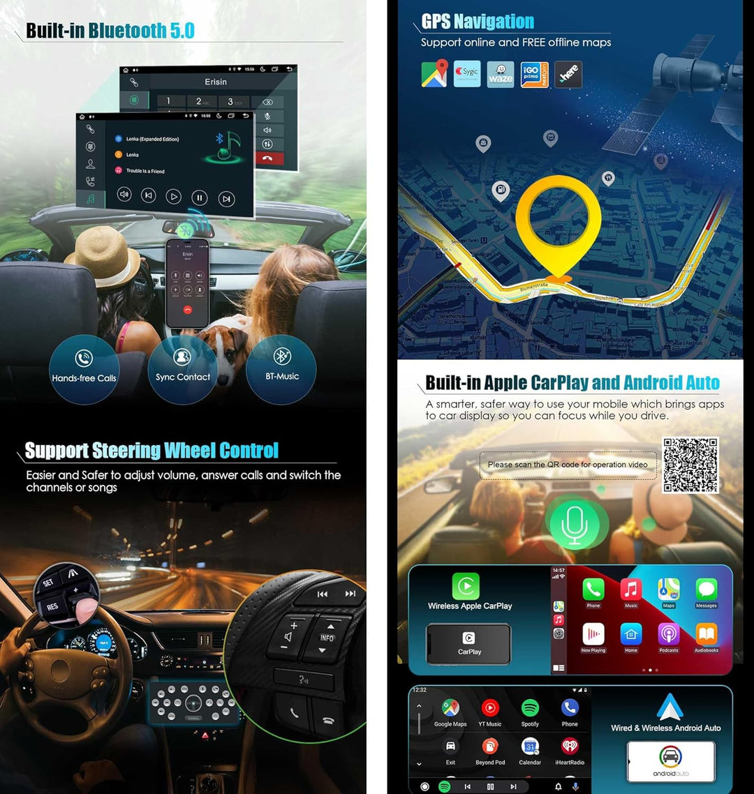 7 Zoll 8-Kern 4GB RAM+64GB ROM Android 14 Autoradio Bluetooth 5.0 für Mercedes SLK Klasse R171 W171