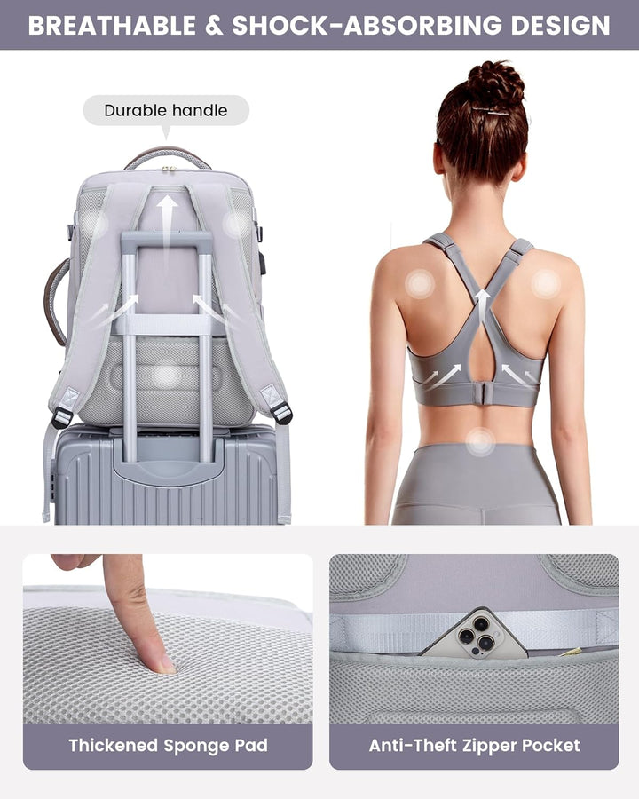 LOVEVOOK Reiserucksack Handgepäck Flugzeug 17.3 zoll Laptop Rucksack Damen Wasserdicht Travel Backpa