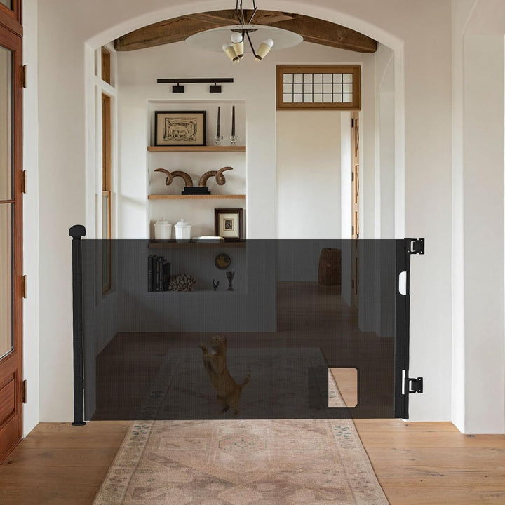 homewell 150cm Treppenschutzgitter Ausziehbare für Babys, Türschutzgitter mit Katzenklappe, Türschut