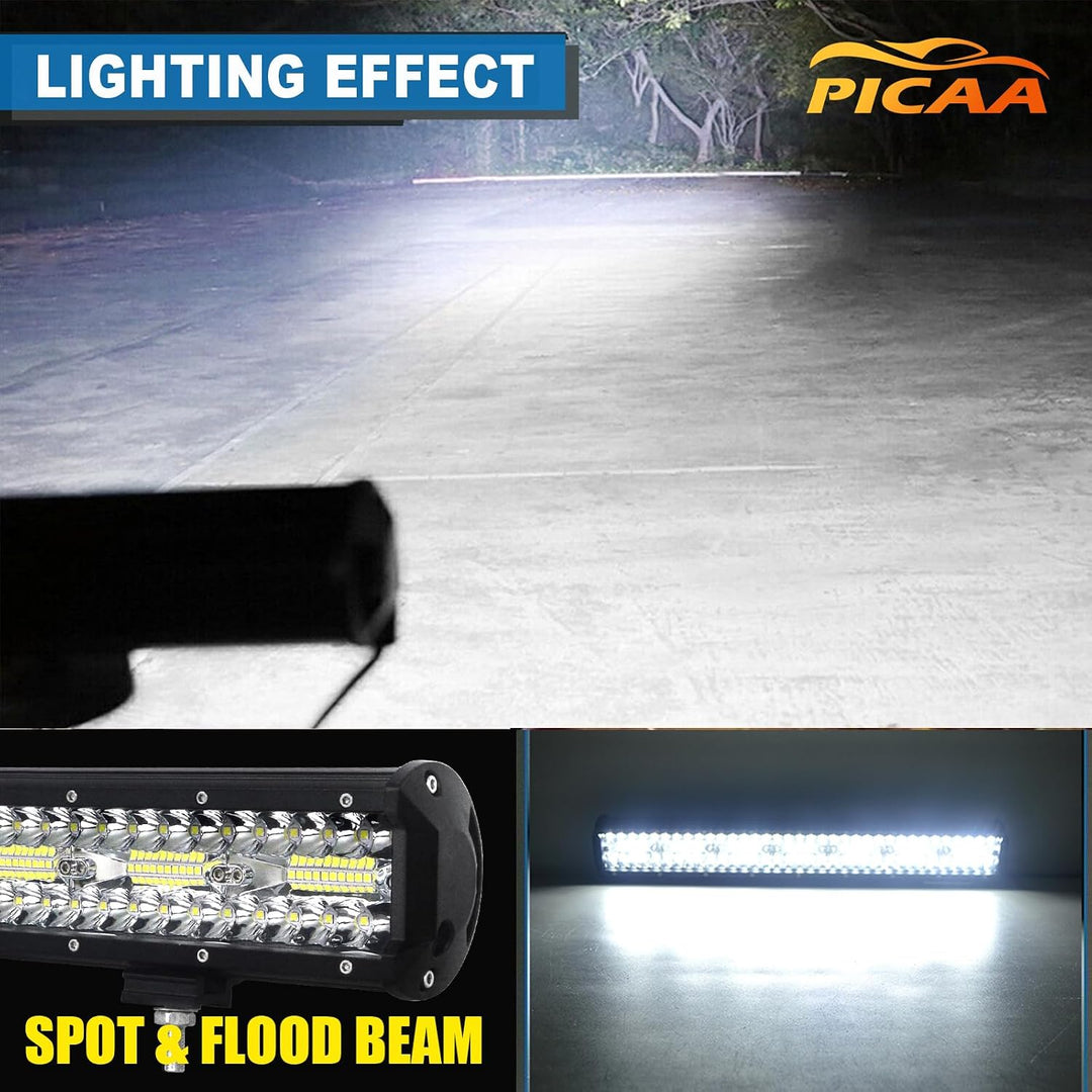 PICAA 23 Zoll 480W LED Lightbar Tri-Reihe LED Lichtbalken Arbeitsscheinwerfer 12V 24V 6000K Weiss Wa