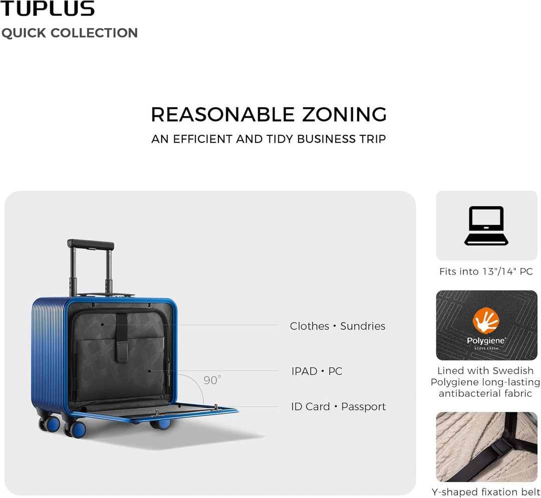 TUPLUS Koffer Aluminium Trolley Rollkoffer mit 4 Rollen Reisekoffer Handgepäck Hartschalenkoffer mit