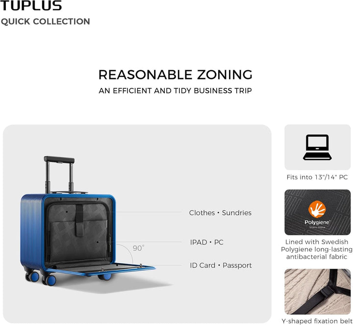 TUPLUS Koffer Aluminium Trolley Rollkoffer mit 4 Rollen Reisekoffer Handgepäck Hartschalenkoffer mit