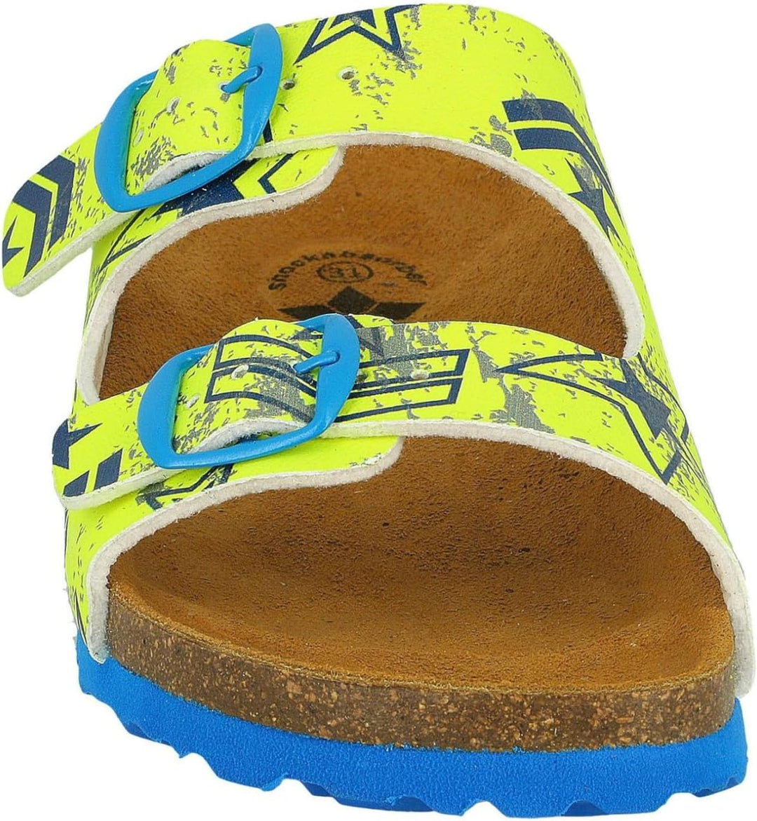 Lico Jungen Bioline Top Pantoletten 27 EU Neongelb Blau, 27 EU Neongelb Blau
