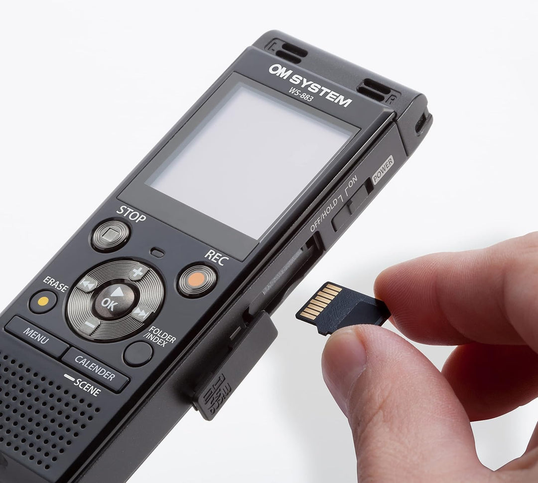 OM SYSTEM WS-883 hochwertiger digitaler Voice Rekorder mit integrierten Stereomikrofonen, Direkt-USB