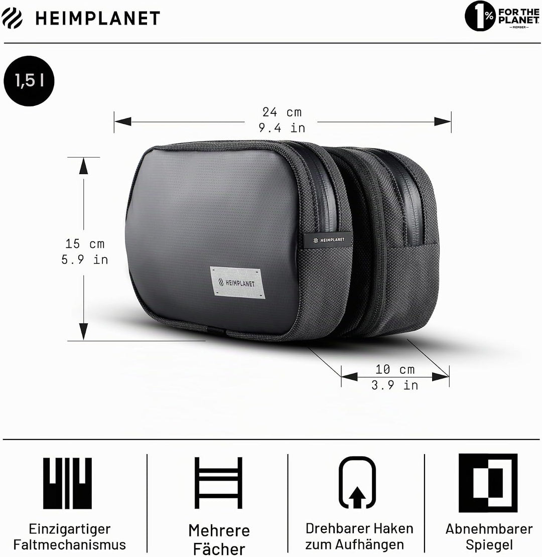 HEIMPLANET Original | HPT Carry Essentials - DOPP KIT Kulturtasche | Wasserfester Kulturbeutel aus r
