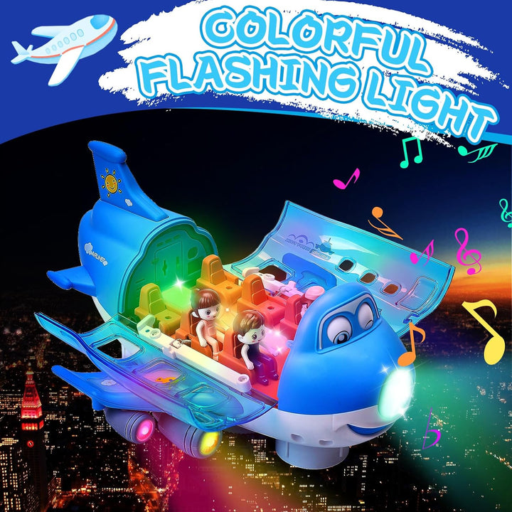 Elektronisches Flugzeug Spielzeug mit blinkenden Lichtern Musik, Krabbel Spielzeug, 360°drehbares el