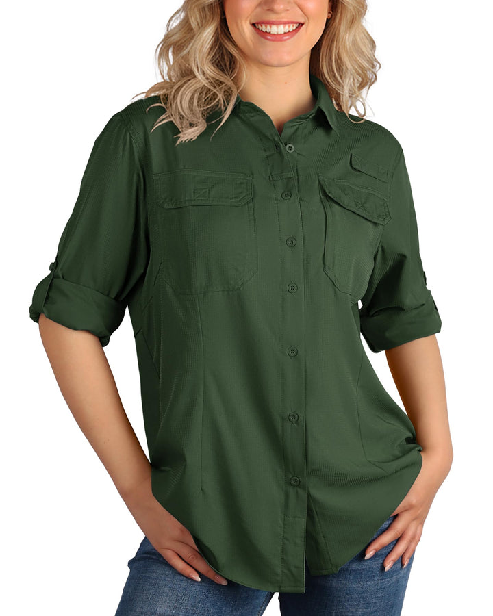 33,000ft Hemdbluse Damen UPF50 UV Schutz Hemd Schnelltrocknende Button-Down Shirts Atmungsaktive Wan