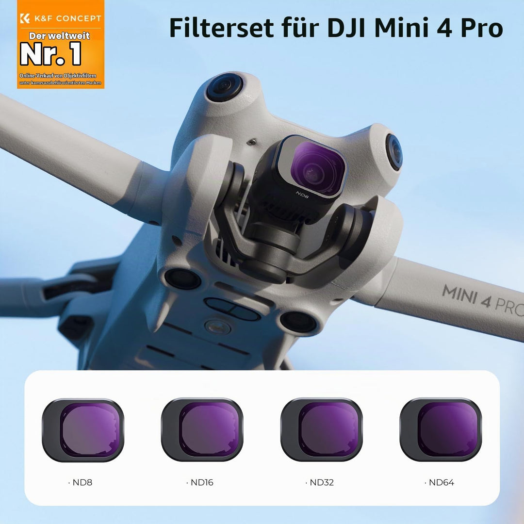 K&amp;F Concept Mini 4 Pro ND Filterset, 4 Stück ND8, ND16, ND32, ND64 Filter Kompatibel mit DJI Mini 4
