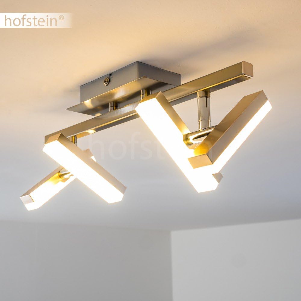 LED Deckenleuchte Sakami, Deckenleuchte in Nickel-matt, 4-flammig, mit 4 verstellbaren Strahlern, je