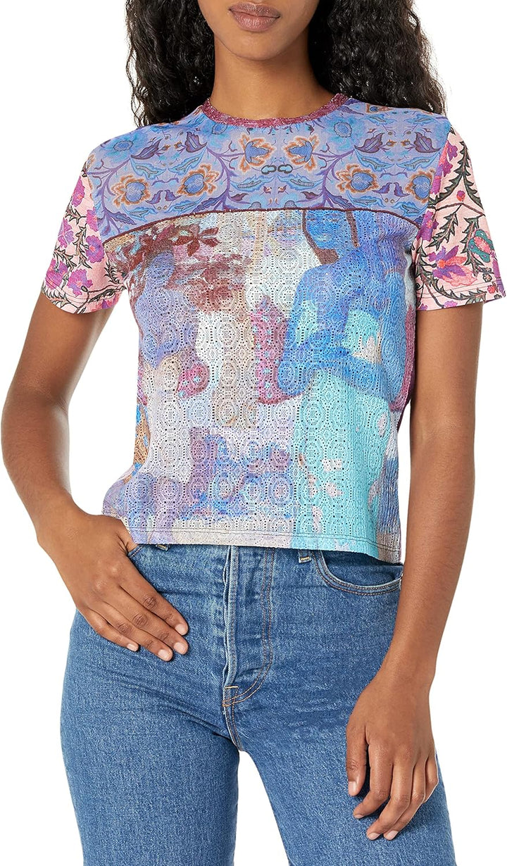 Desigual Damen Ts_orana T-Shirt XL Blau, XL Blau