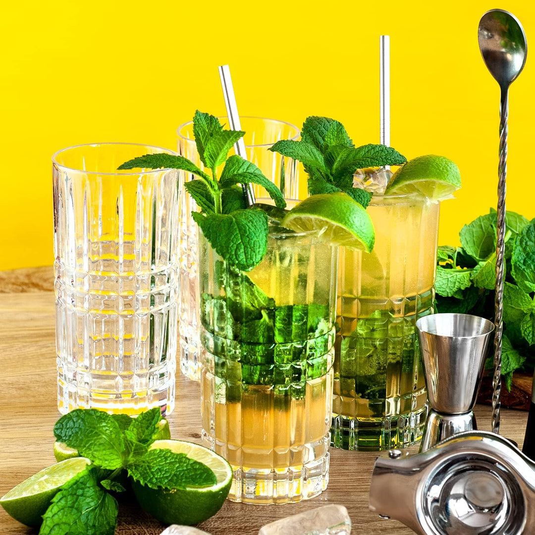 KOOLTHO Mojito Gläser Set Cocktail Geschenkset, Geschenk Cocktails Glas 4er Sets Zubehör Zitronenpre