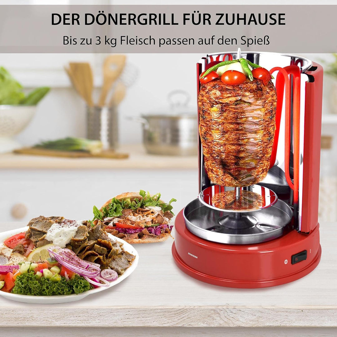 Syntrox Germany Dönergrill ROT-A-1400W-RED-Aragon Vertikal-Kebab & Gyrosgrill Schaschlikgrill Rotiss