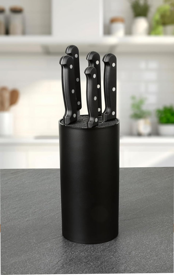 GOURMETmaxx Messerblock 6-tlg. | Edelstahl-Küchenmesser inkl. Koch-, Brot-, Santoku-, Tranchier- & S