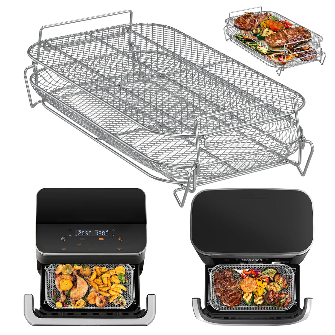 Heissluftfritteuse Zubehör Kompatibel mit Ninja AF500EU, 2 Etagen Airfryer Gitter für COSORI Dual Bl