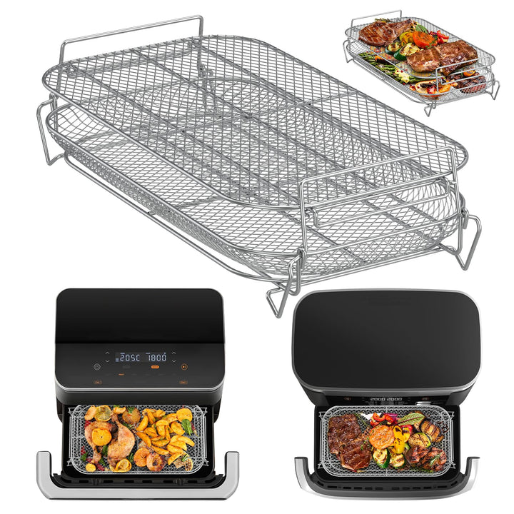 Heissluftfritteuse Zubehör Kompatibel mit Ninja AF500EU, 2 Etagen Airfryer Gitter für COSORI Dual Bl