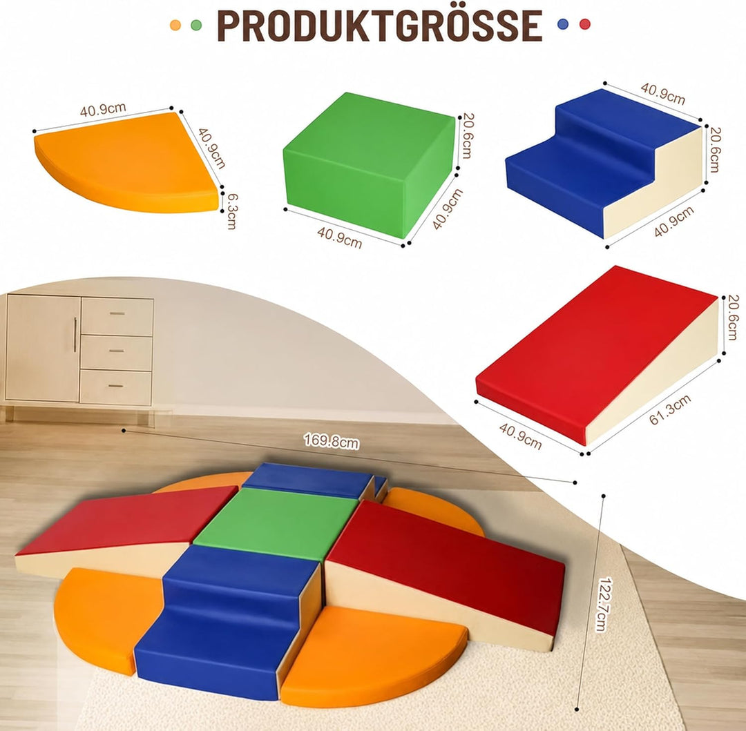 Schaumstoff Bausteine Kinder Klettern Indoor: 9 Softbausteine Riesenbausteine Spielbausteine - Weich