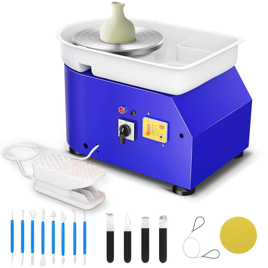 Elektrische Töpferscheibe Maschine, 25cm 350W Formmaschine Ton Werkzeug mit Fusspedale Keramikformma