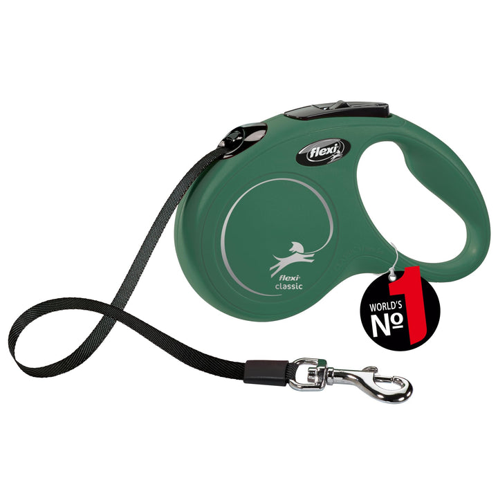 flexi® Classic S Gurt 5 m olivgrün, Roll-Leine für Hunde bis 15 kg
