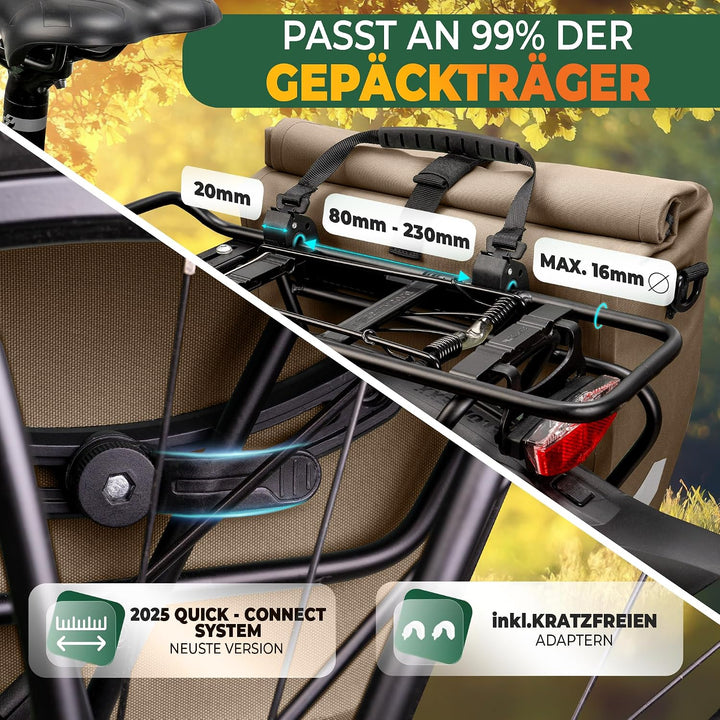 MIVELO 2in1 Fahrradtasche für Gepäckträger - Gepäckträgertasche wasserdicht - Inkl. gepolstertem Lap