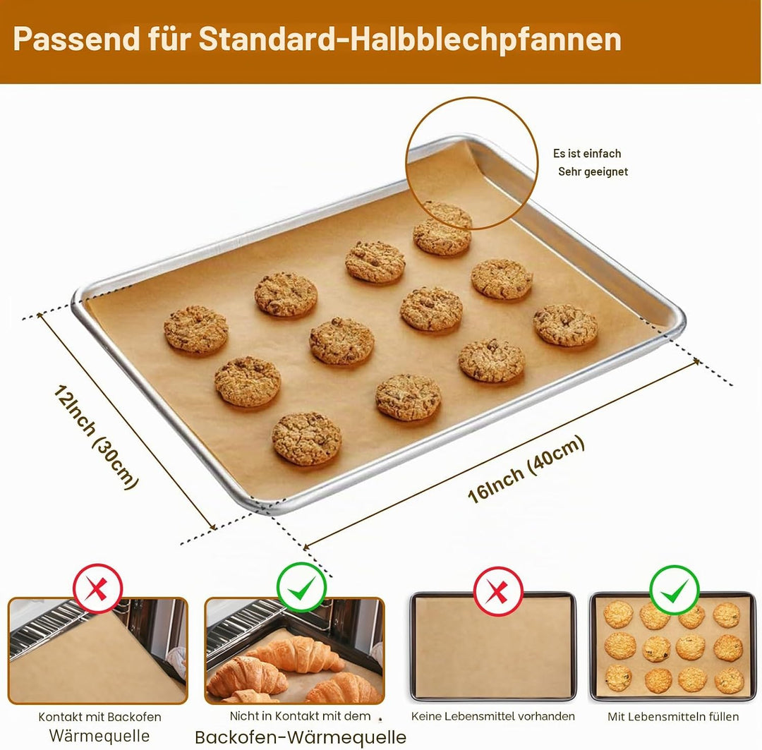 O2frepak Backpapier-Backbleche,300Stück,30x40cm,Vorgeschnittene Antihaft-Backblechmatte,ölbeständige