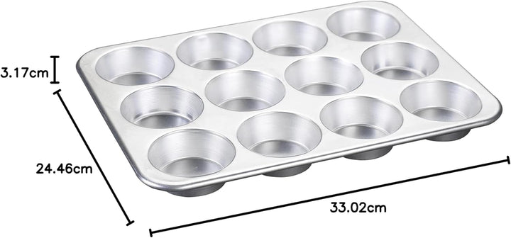 Nordic Ware Natürliche Aluminium-Muffinform für 12 Tassen Muffinform für 12 Muffins, Muffinform für