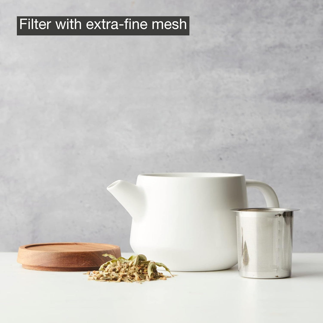 Point-Virgule Teekanne mit Siebeinsatz aus Edelstahl für pures Aroma, weiss, 600ml, Weiss