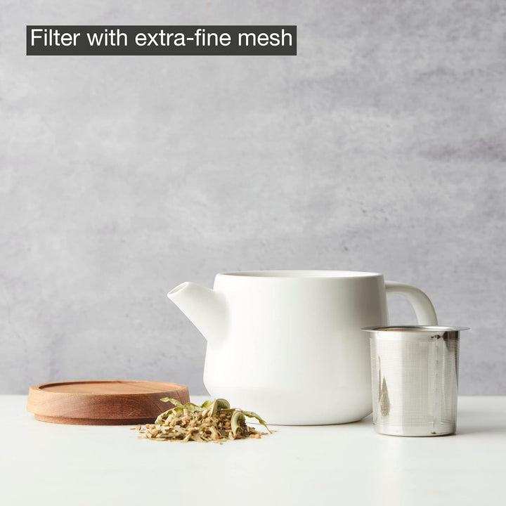 Point-Virgule Teekanne mit Siebeinsatz aus Edelstahl für pures Aroma, weiss, 600ml, Weiss