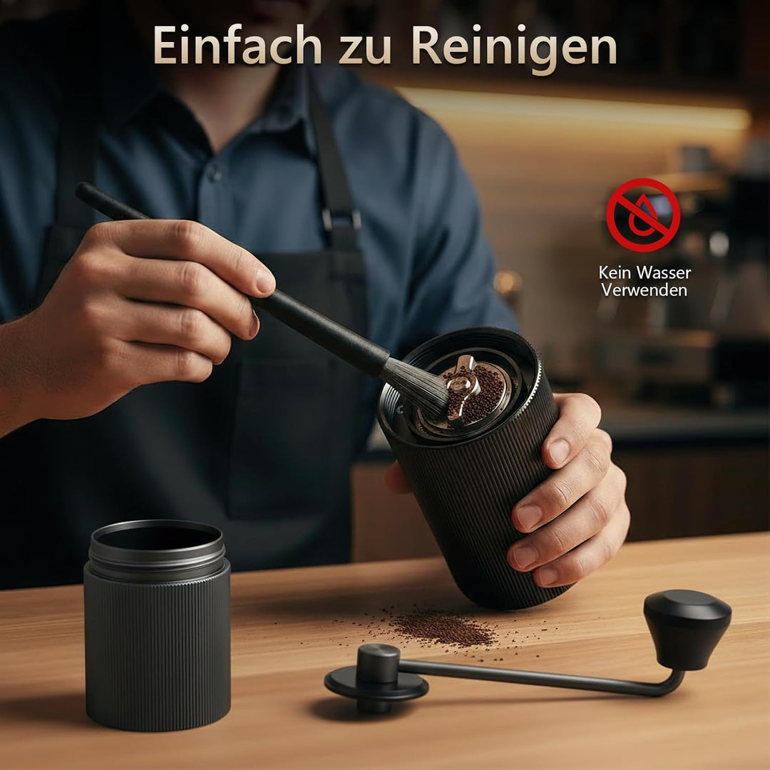 Manuelle Kaffeemühle, Handkaffeemühle mit 30 Einstellbaren Stufen, Kaffeemühle Manuell mit Edelstahl