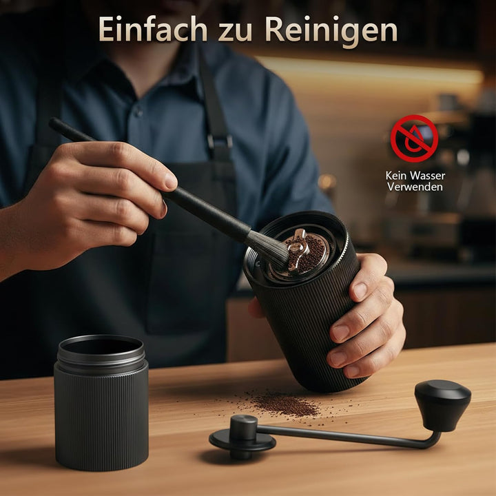 Manuelle Kaffeemühle, Handkaffeemühle mit 30 Einstellbaren Stufen, Kaffeemühle Manuell mit Edelstahl