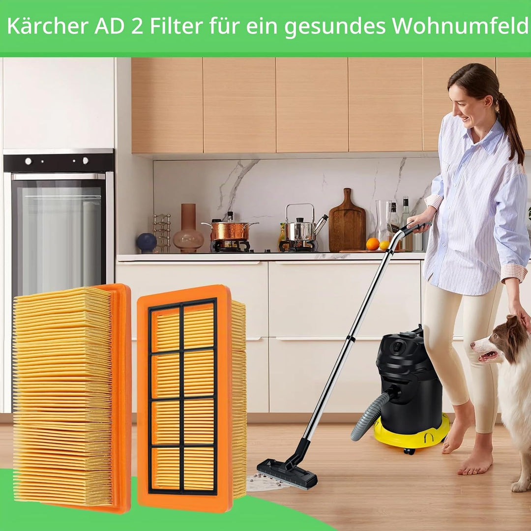 2 Stück Filter für Kärcher AD 4 Premium, AD 4, AD 2, AD 2 Battery, AD 3, AD 3 Premium, AD 3200, AD 3
