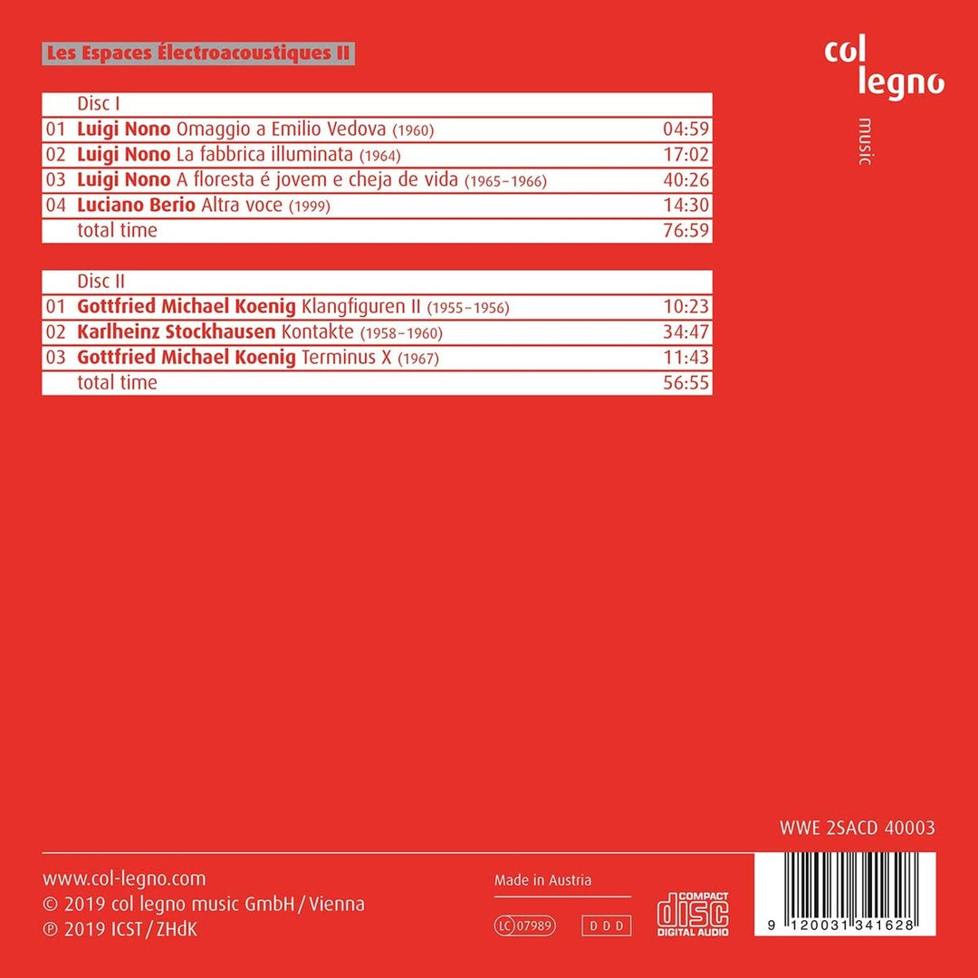 Les Espaces Electroacoustiques II, Audio-CD