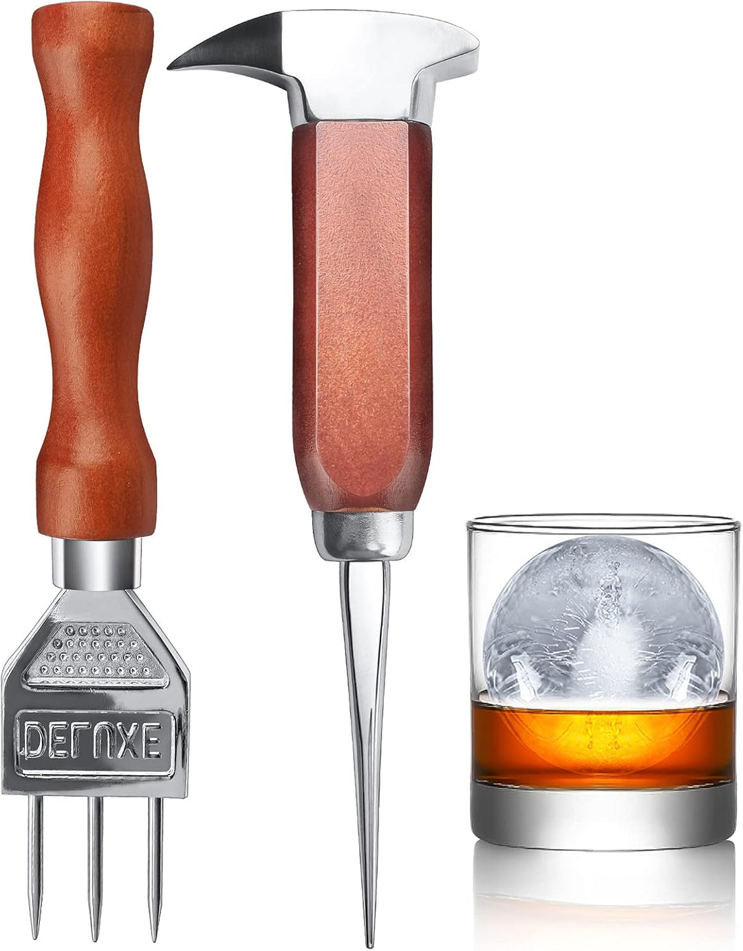 Eisspiess-Set mit 5,1 cm und 17,2 cm Edelstahl-Eiszerkleinerer mit Holzgriff, japanischer Stil, idea