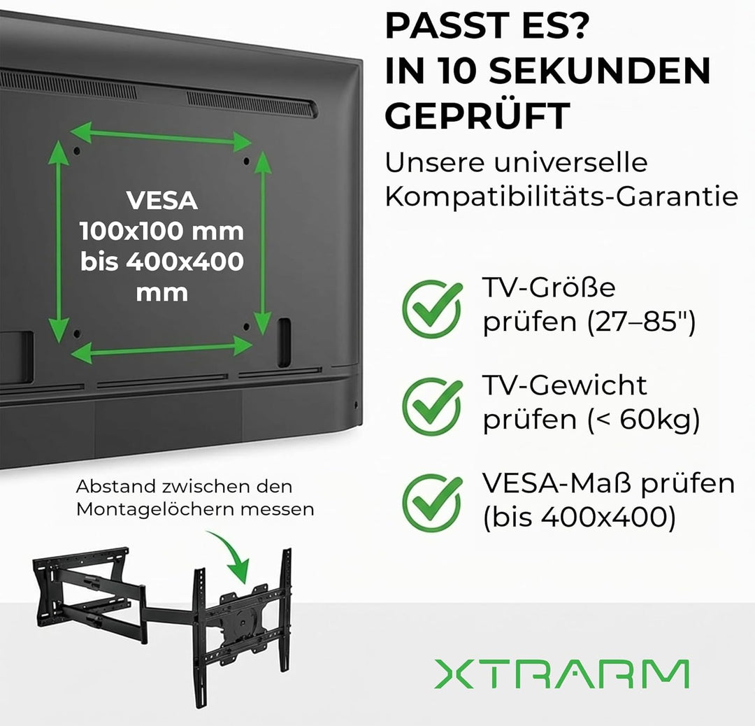 XTRARM TiTon Flex 80 cm, TV Wandhalterung, drehen, rotieren, neigen, TV bis 60kg, VESA max.400x400mm