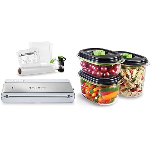 FoodSaver VS0100X Kompaktes Vakuumiergerät für Lebensmittel mit Handheld-Vakuumierer | 3 x Preserve