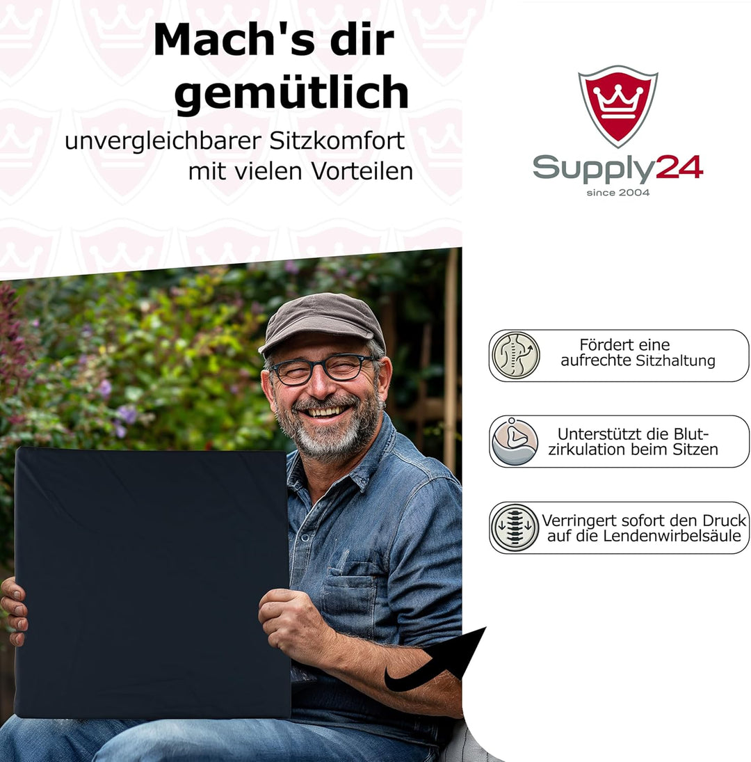Supply24 since 2004 Gel Gelschaum Sitzkissen Anti Dekubitus Sitzpolster 40 x 40 x 5 cm Chefsessel Ki