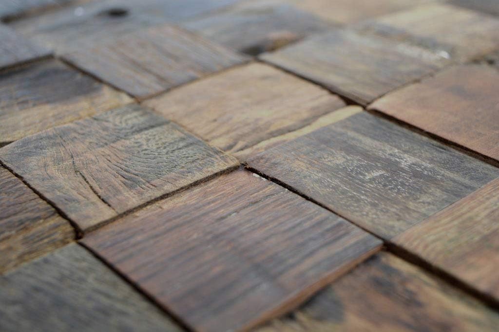 Holz Mosaik boot Old Wood Holz FSC Wand Küche Bad Fliesenspiegel|160-23_f|10 Mosaikmatten