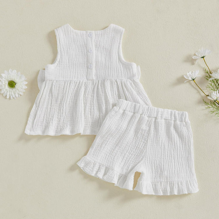 Loalirando Baby Mädchen Musselin Kleidung Set Ärmellos Oberteil + Shorts Sommer Outfits Kinderkleidu