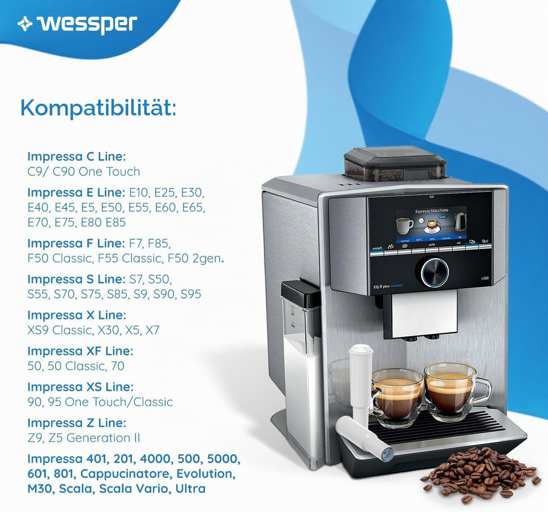 Wessper 3x Wasserfilter Ersatz Jura White, 60209, 68739; Nespresso N9, F5, F70,C9; Capresso, S9; Imp