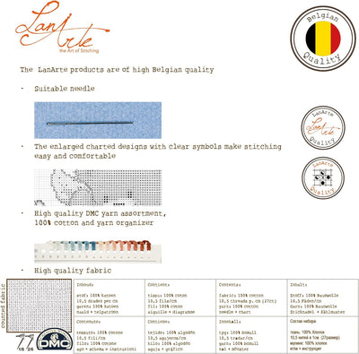 Lanarte PN-0007988 Schubkarre und Sonnenblumen Zählmuster Kreuzstichset, Baumwolle, mehrfarbig, ca.