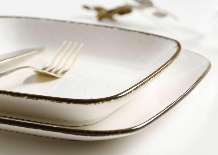 Ritzenhoff & Breker Suppenteller-Set Casa 4-teilig, 22 x 22 cm, Tiefe Teller im Vintage-Look, Mix &