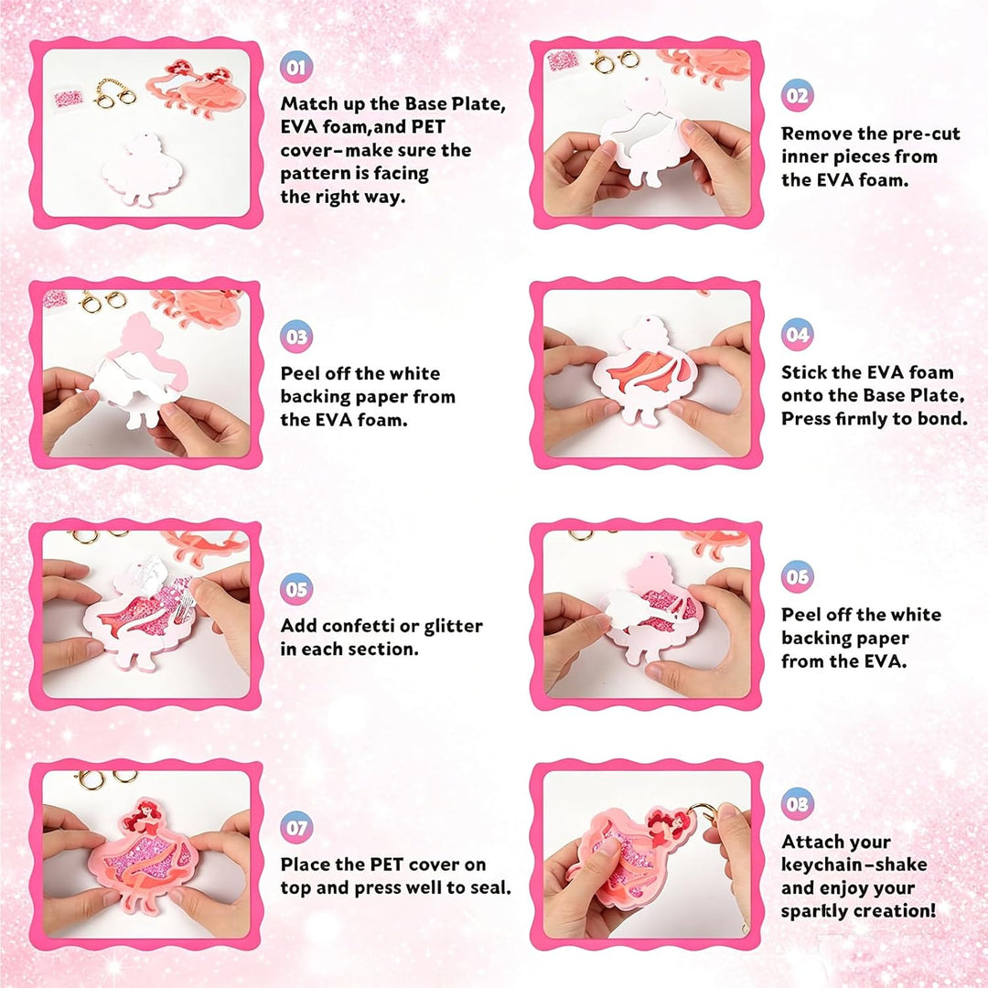 Goorder Geschenke für Mädchen 6 7 8 9 10 Jahre, Prinzessinnen &amp; Einhörner Kit DIY Shake Glitter Bast