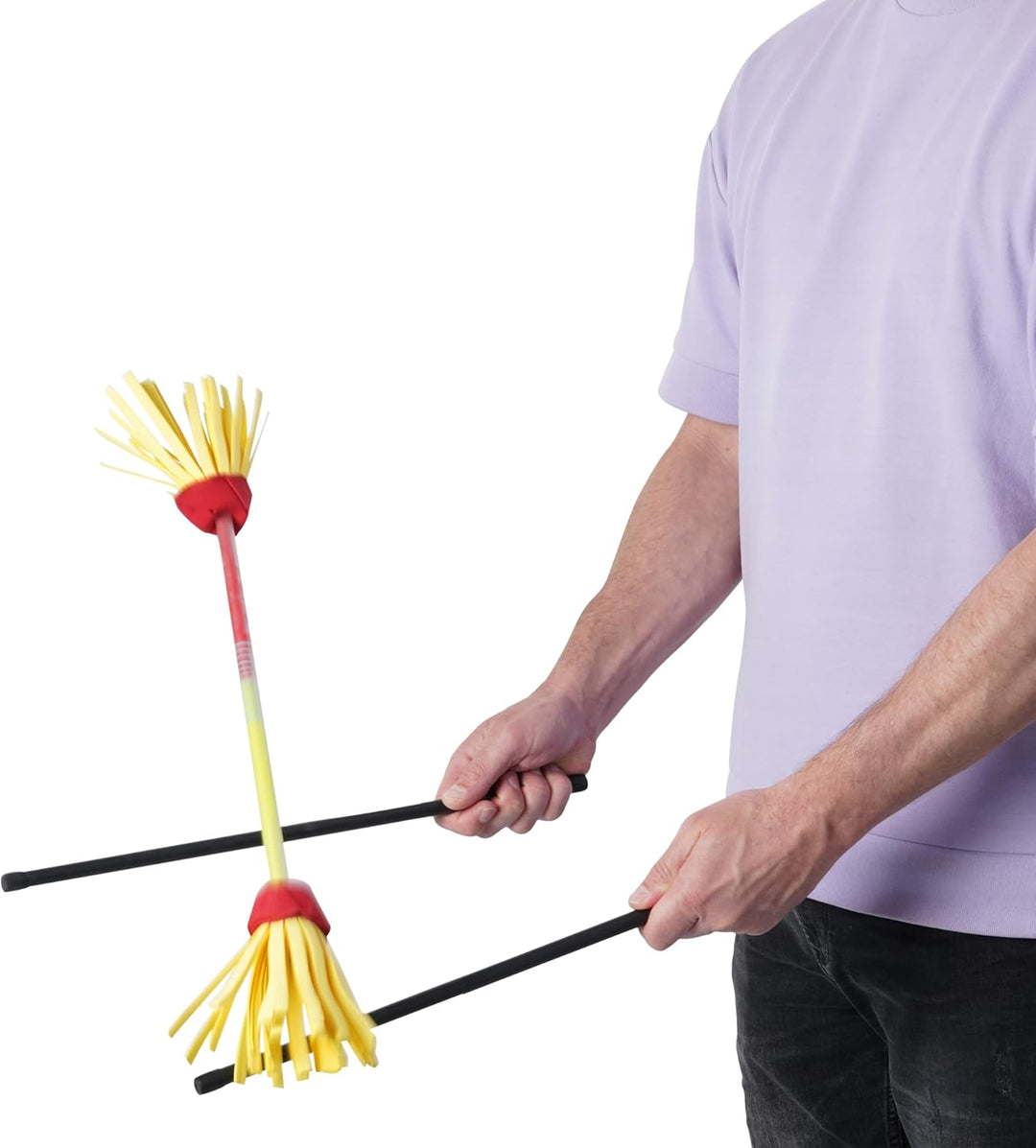 Diabolo Freizeitsport Flowerstick Pro Short (gelb-rot) - kurzer Flowerstick aus Fiberglas inkl. 2 Ha