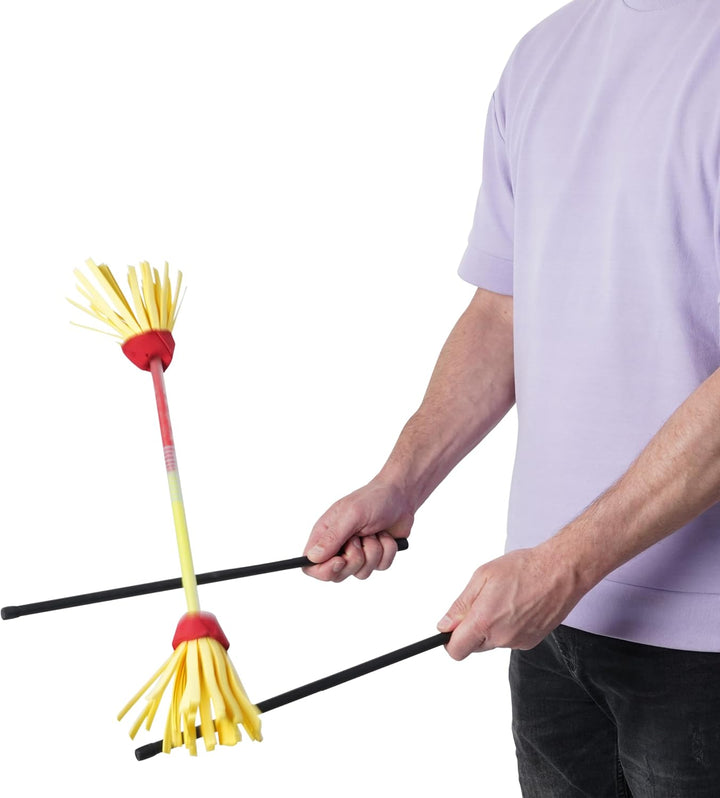 Diabolo Freizeitsport Flowerstick Pro Short (gelb-rot) - kurzer Flowerstick aus Fiberglas inkl. 2 Ha