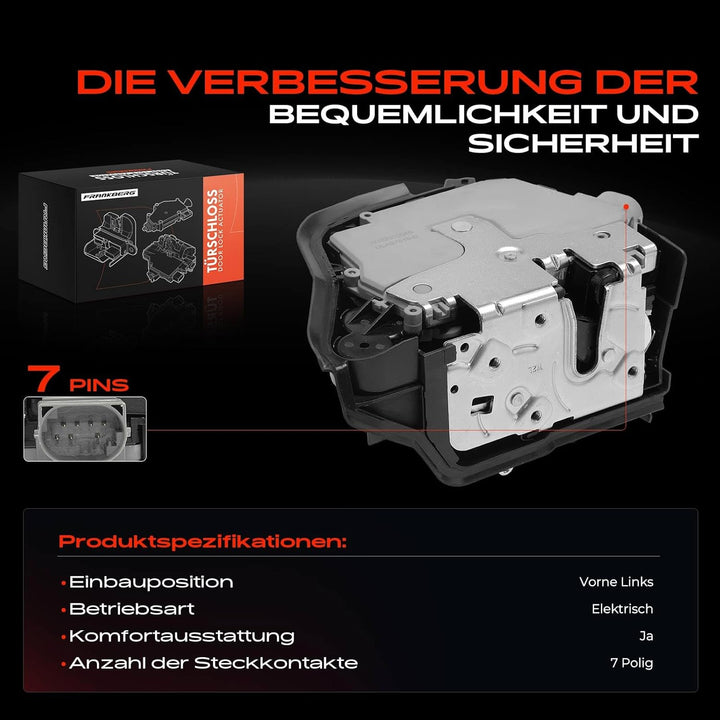 Frankberg Türschloss Stellmotor Fahrerseite Vorne Links 7-Polig Kompatibel mit 3er E46 318-330 M3 3.