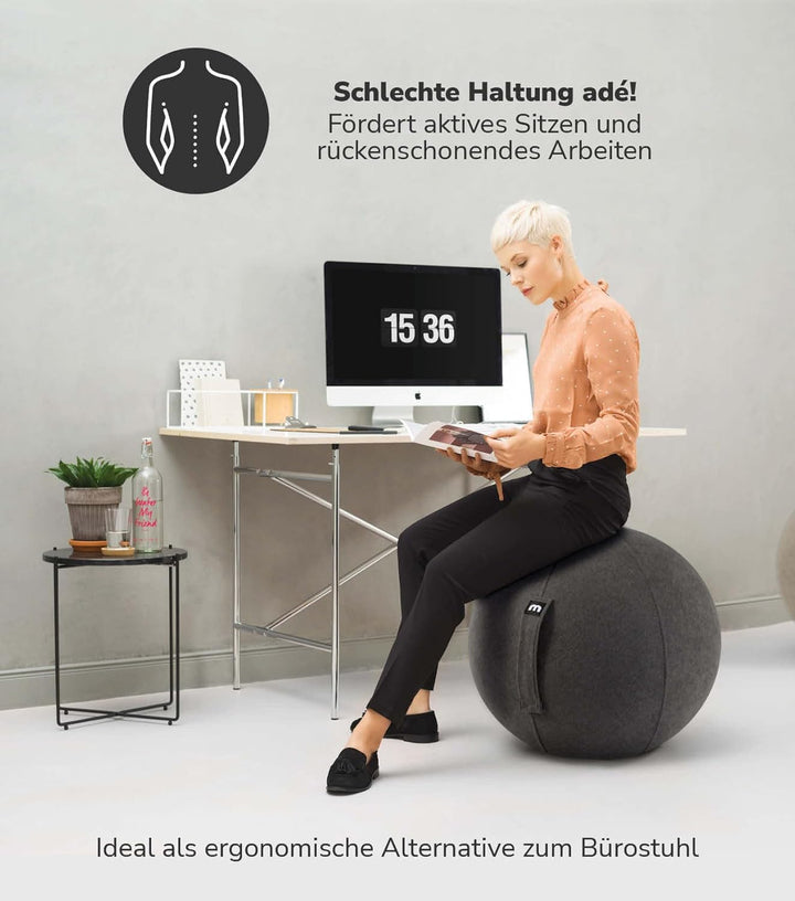 mokebo Stoff Sitzball Büro ergonomisch 'Der Sportliche' Gymnastikball Schwangerschaft mit Pumpe, Pez