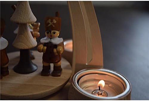 Tisch-Pyramide aus Buchenholz mit 3 Bergleuten, ca. 24 cm, Bergleute