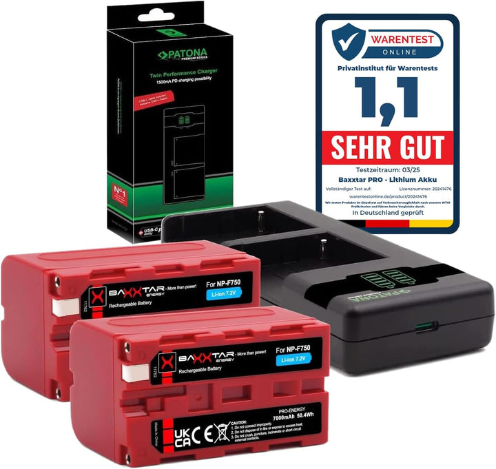 Baxxtar Pro Akku NP-F750 5200mAh - LG Cells Inside - mit PD Performance USB Ladegerät 161951 (max. 1