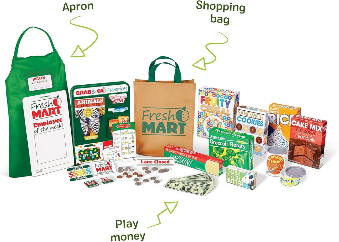 Melissa & Doug 5183 Fresh Mart Grocery Store Play Food & Role Play Companion Set (70+ Pieces) Role P
