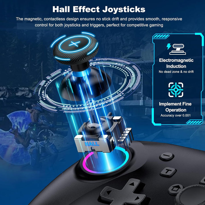 CoguyTech PC Controller Kompatibel mit PC/Android/IOS, Wireless Controller PC mit Hall Joystick Trig
