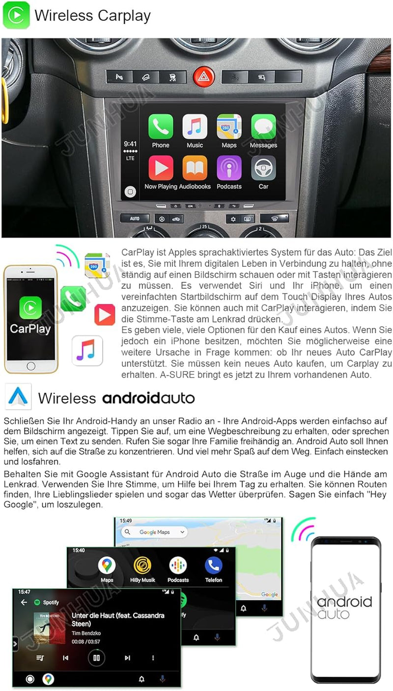 JUNHUA 8" Grau Android 12 Autoradio mit 2+32GB Navi Ersaz für Opel Corsa c d h Vectra Astra Zafira M